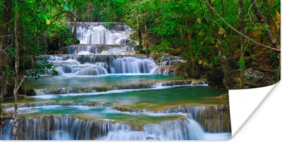 Produktbild von MuchoWow® Poster Wasserfall - Bäume - Natur - Dschungel 160x80 cm - Foto Poster