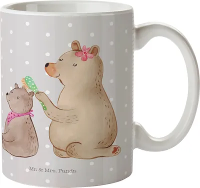 Produktbild von Mr. & Mrs. Panda Haferl Bär Kind - Grau Pastell - Geschenk, Plastikbecher, Mama, Muttertag, Familie, Trinklernbecher, Pott, Mutter, Kinderbecher, Kindertasse
