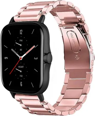 Produktbild von Strap-it Stahlarmband - Kompatibel mit Amazfit GTS 2 Armband Ersatzarmband Edelstahl - Gliederarmband mit Faltschließe - Hochwertiges Material - für Smartwatch 20mm Armband Rosa