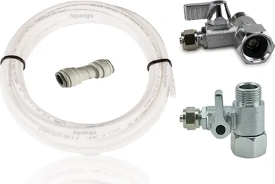 Produktbild von Sada pro připojení vody k chladničce Ventil 3/8, bílá hadice 10 m, spojka 1/4 - Pro připojení k vodnímu filtru - Univerzální sada pro připojení vody