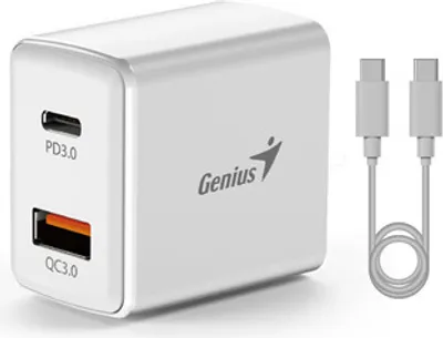Produktbild von Genius Netzteil / Adapter 20W, 2 Anschlüsse, USB-C, USB-A, PD-20ACP
