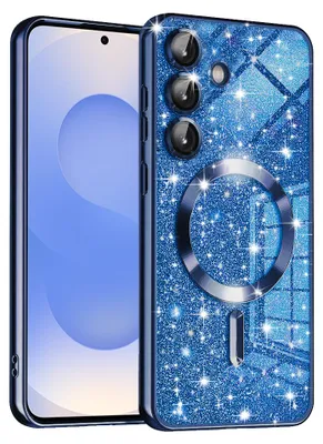 Produktbild von Techsuit Luxury Glitter Back Cover Hülle mit MagSafe für Samsung Galaxy S25 - Dunkelblau
