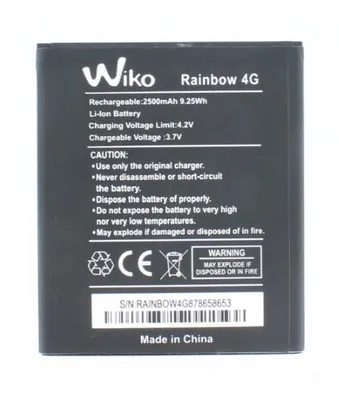 Produktbild von Original Akku für Wiko Rainbow 4G (nicht Rainbow) | 3.7 Volt | 2500 mAh | 9.25 Wh Li-Pol Akku