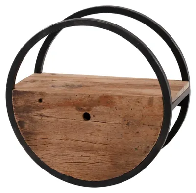 Obrázok produktu pre FURNLUX Nástenná polica Okrúhla Béžová A Hnedá A Čierna 50 cm / Hlavná farba: Béžová / Rozmery: 50 x 50 x 25 cm