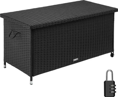 Image de Coffre de jardin KIRUNA en rotin synthétique 121 x 56 x 60cm 270 L - noir