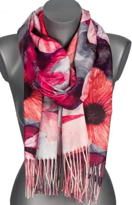 Produktbild von Versoli Damen Schal Herbst Winter Blumenmuster mit Fransen