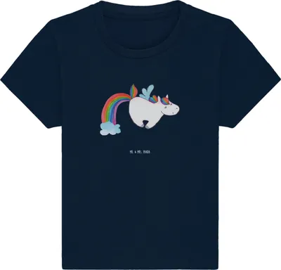 Produktbild von Mr. & Mrs. Panda Babyshirt Einhorn Fliegendes Pferd 24. - 36. Monat - French Navy - Geschenk,  Baby T-Shirt, Unicorn, Spielen, Baumwolle Shirt, Regenbogen, Glitzer