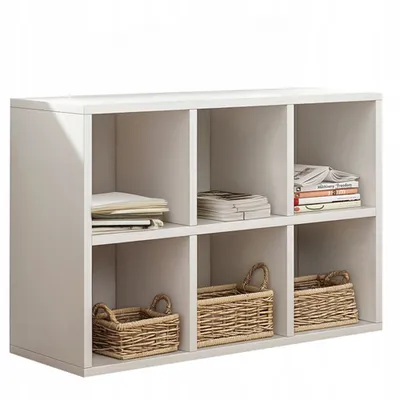 Zdjęcie produktu dla Regał Komoda Biała Na Książki Z 6 Półkami Loft Styl Nowoczesny