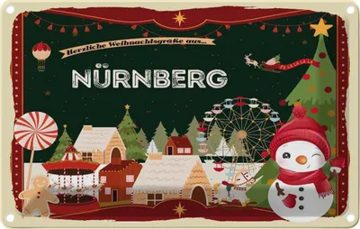 Produktbild von vianmo Blechschild 12x18 cm Weihnachten NÜRNBERG