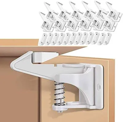 Produktbild von PolkaHome® Kindersicherung für Schränke, 12er-Pack, unsichtbar, ohne Bohren, weiß