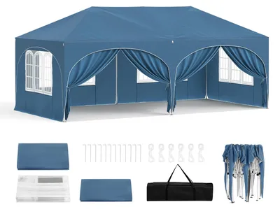 Produktbild von WOLTU Faltpavillon 3x6m Pop up mit 6 Seitenwänden Pavillon Partyzelt Blau