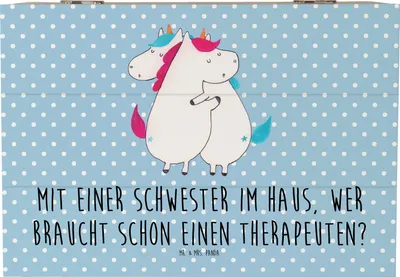 Produktbild von Mr. & Mrs. Panda Box Schwester Glück 22 x 15 cm - Blau Pastell - Geschenk, Truhe, Schatulle, persönliche Erinnerungen, Geburtstage, fotobox, schatztruhe, Familiengeschenk