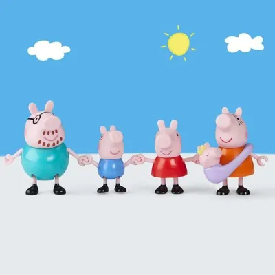 Immagine prodotto di Peppa Pig Famiglia di 5 personaggi snodabili, giocattolo prescolare per bambine e bambini, dai 3 anni in su