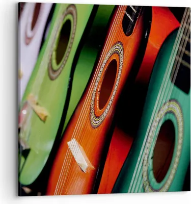 Produktbild von Bild auf Leinwand - Leinwandbild - Gitarre Musik Instrument - 70x70cm - Wand Bild - Wanddeko - Leinwanddruck - Bilder - Kunstdruck - Wanddekoration - Leinwand bilder - Wandkunst - AC70x70-2113
