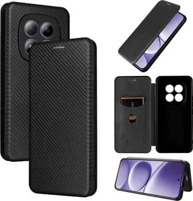 Produktbild von Kunstleder Hülle für Xiaomi Redmi Note 15 Pro 4G Carbon Fiber Schwarz