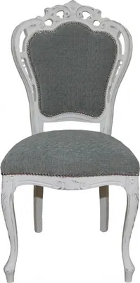 Produktbild von Casa Padrino Barock Esszimmer Stuhl ohne Armlehnen Grau / Antik Weiß - Designer Stuhl - Luxus Qualität