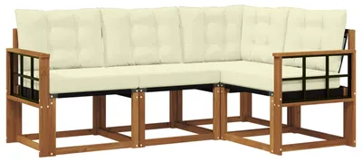 Produktbild von vidaXL Outdoor-Sofagarnitur mit Kissen 4 pcs Natur und Creme