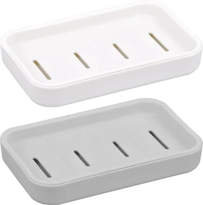 Produktbild von 2 Stück Seifenablage mit Drainage - Kunststoff Seifenhalter Wasserdicht und Leckfrei für Badezimmer, Dusche, Toilette oder Küchenspüle