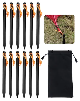 Image de 12 piquets légers en métal pour tente de camping, modèle Tentharingen