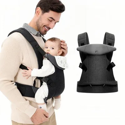 Produktbild von Ibenzoa® Ergonomische Babytrage – 4‑in‑1 Trage mit abnehmbarem Lätzchen, verstellbar, atmungsaktives Polyester, für Babys bis 15 kg (3–36 Monate)