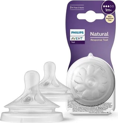 Produktbild von Philips Avent 2 Sauger Natural Response T2 Langsamer Fluss Durchsichtig 0 Months Durchsichtig 0 Months