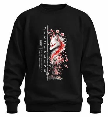 Immagine prodotto di Felpa con cappuccio, stile "Samurai Kitsune Fuchs Katana Japan Y2K Bushido", colore nero, taglia L
