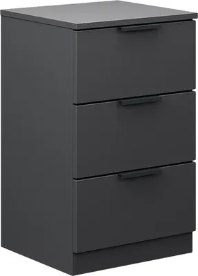 Produktbild von Nachttisch Vicco Fino Schwarz 37.6 x 61.8 cm mit 3 Schubladen, Model 58556