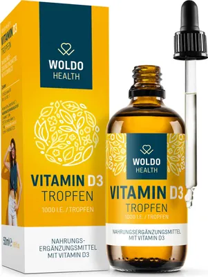 Immagine prodotto di WoldoHealth® Vitamina D3, 1000 UI, flacone da 50 ml
