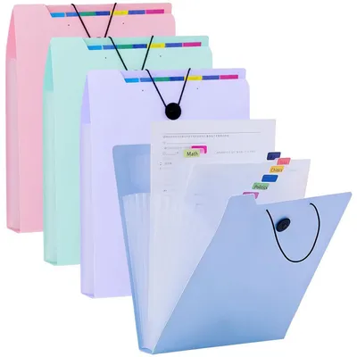 Produktbild von Fächermappe A4 12 Fächer 4 Stück mit Gummiband 250 Seiten Kapazität Organizer 4 Farben
