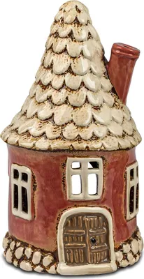 Produktbild von formano Windlicht Haus 13 x23 cm Steinzeug Handbemalt Teelicht Haus Deko Laterne