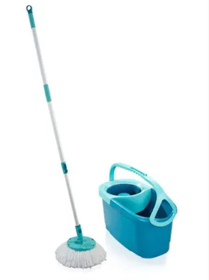 Productafbeelding van Leifheit 55413, Set met dweil en emmer, Aluminium, Polyamide, Polyethersulfon (PES), Polypropyleen (PP), Roestvrij staal, Thermoplastisch..., Grijs, Turquoise, Vrijstaande emmer, 12 liter, 1,74 kg