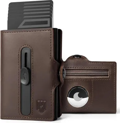 Zdjęcie produktu dla DODENSHA Airtag etui na karty z ochroną RFID męski portfel vintage brązowy 10+ kart