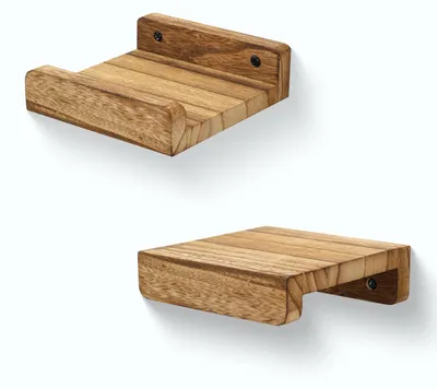 Image de Étagère murale en bois massif de 13 cm de haut, étagère rustique en bois, étagère décorative pour photos pour le salon, la cuisine ou la chambre à coucher, étagère à livres, lot de 2, noir carbonisé