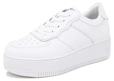 Imagen del producto de Zapatillas deportivas casuales - Botas con cordones y plataforma de 3 cm - Blancas