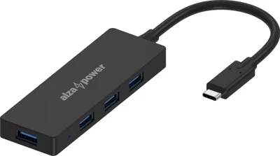 Obrázek produktu pro AlzaPower FlatCore USB-C (M) na 4× USB-A 3.2 Gen 1 (F) černá
