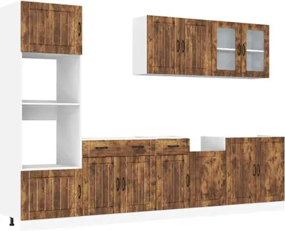 Image de vidaXL Ensemble d'armoires de cuisine Lucca 7 pièces chêne fumé bois composite
