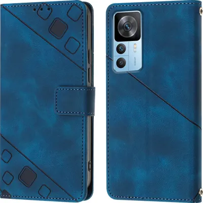 Produktbild von Hülle für Xiaomi 12T / 12T Pro / Redmi K50 Ultra Prägung Flip Leder Brieftasche Schutzhülle mit Ständer Blau