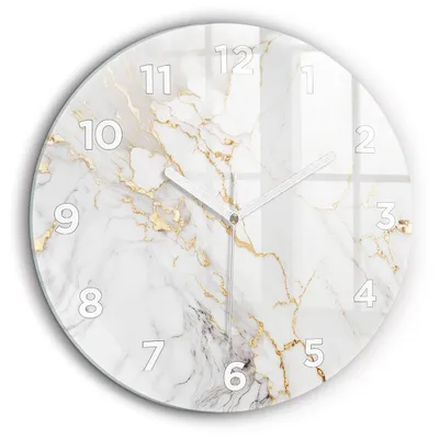 Produktbild von Wallfluent Große Wanduhr – Stilles Quarzuhrwerk - Uhr Dekoration Wohnzimmer Schlafzimmer Küche - Zifferblatt - weiße Zeiger - 60 cm - Dekorativer Marmor