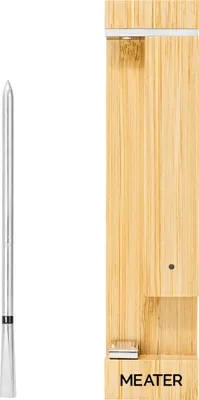 A thermometer probe and its charging/storage base are shown against a white background.