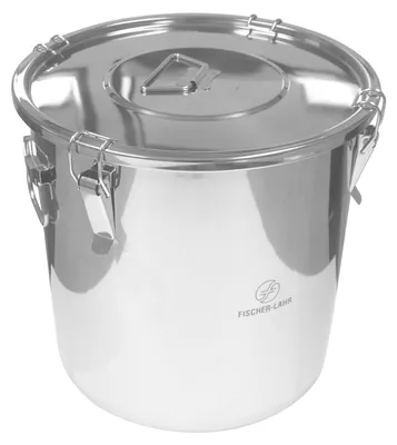 Produktbild von Stapelbarer FISCHER Edelstahl Eimer 30 Liter + Edelstahl-Deckel lebensmittelecht