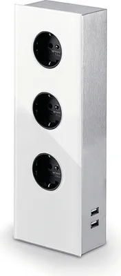Produktbild von MIRA Glas-USB Steckdosenelement WEISS - Schuko 3-fach und 2-fach USB Charger / Steckdosen / USB-Port