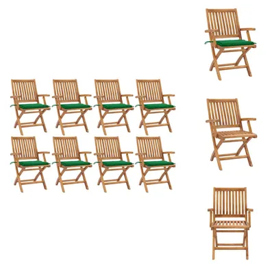 Produktbild von vidaXL Klappbare Gartenstühle mit Kissen 8 Stk. Massivholz Teak -  Gartenstühle