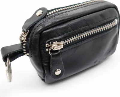 Produktbild von Safekeepers Schlüsseltasche aus Leder - Eisenreißverschluss - Schlüsseltasche - Schwarz
