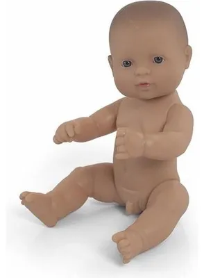 Zdjęcie produktu dla Lalka niemowlęca Miniland – chłopczyk o zapachu wanilii, wodoodporna, 32 cm