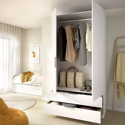 Image de Montclare - Armoire 2 Portes, 51x204h cm Blanc, une Étagère