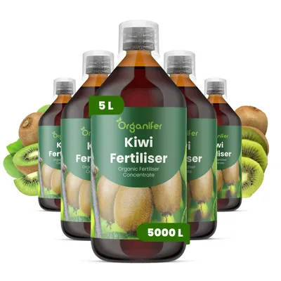 Obrázok produktu pre Kiwi, tekuté hnojivo, 5 x 1 liter – vzorec NPK 2-1-8 – pre bohatú vegetáciu, stabilnú tvorbu plodov a dlhodobú zdravú rastlinu – organické hnojivo