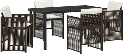 Produktbild von "2026 MODERNE" Garten Essgruppe - elegantes Design - Sitzgruppe/Tisch+ Stuhl - 5 pcs Braun Pulverbeschichteter Stahl - Terassenmöbel NeuMöbel426242