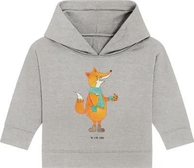 Produktbild von Mr. & Mrs. Panda Organic Baby Hoodie Fuchs Keks 12. - 18. Monat - Heather Grey - Geschenk, Weihnachtlich, Weihnachtszeit, Frieren, Winter, Weihnachten, Liebe