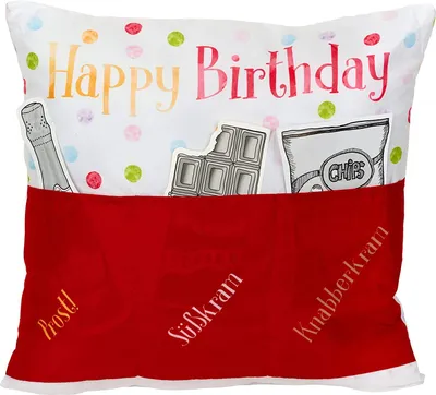 Produktbild von HERGO Sofahelden Kissen "Happy Birthday" rot