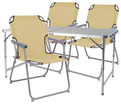 Produktbild von 4-teiliges Campingmöbel Set Alu 120x60x58/70cm Beige